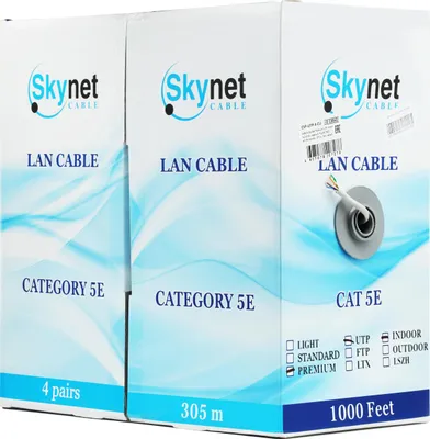 Кабель медный U/UTP кат. 5 4 пары SkyNet [ CSP-UTP-4-CU-OUT ] Premium outdoor 4x2x0,51 бухта 305м