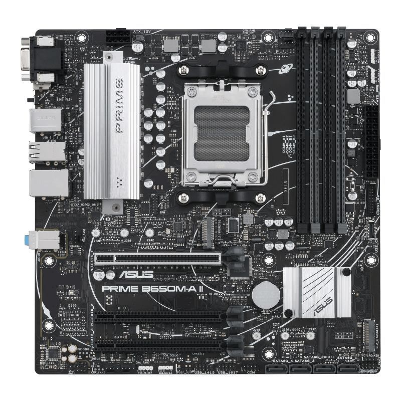 Материнская плата ASUS PRIME B650M-A II-CSM Retail (mATX, AMD B650, AM5, 4xDDR5-5200, 4xSATA, 2xM.2, 1xPCIEx16, 2xPCIEx1, 2.5Gb, DP/HDMI/VGA)