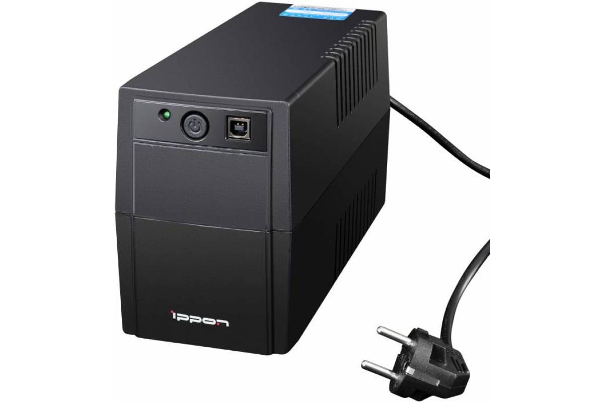 ИБП Ippon Back Basic [ 403408 ] 850 EURO (line-interactive, ЕВРО розетки 2 шт, 480 Вт / 850 VA, USB, черный,  Входной разъем питания Европейская вилка
