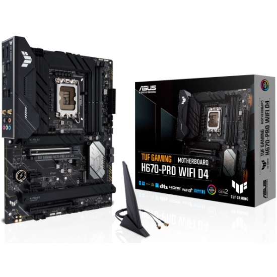 Материнская плата ASUS TUF GAMING H670-PRO WIFI D4 Retail (Intel, H670, S - 1700, ATX, Dual channel DDR4-5333*, 4 slots, (до 128 GB), SATA: 4, SATA600