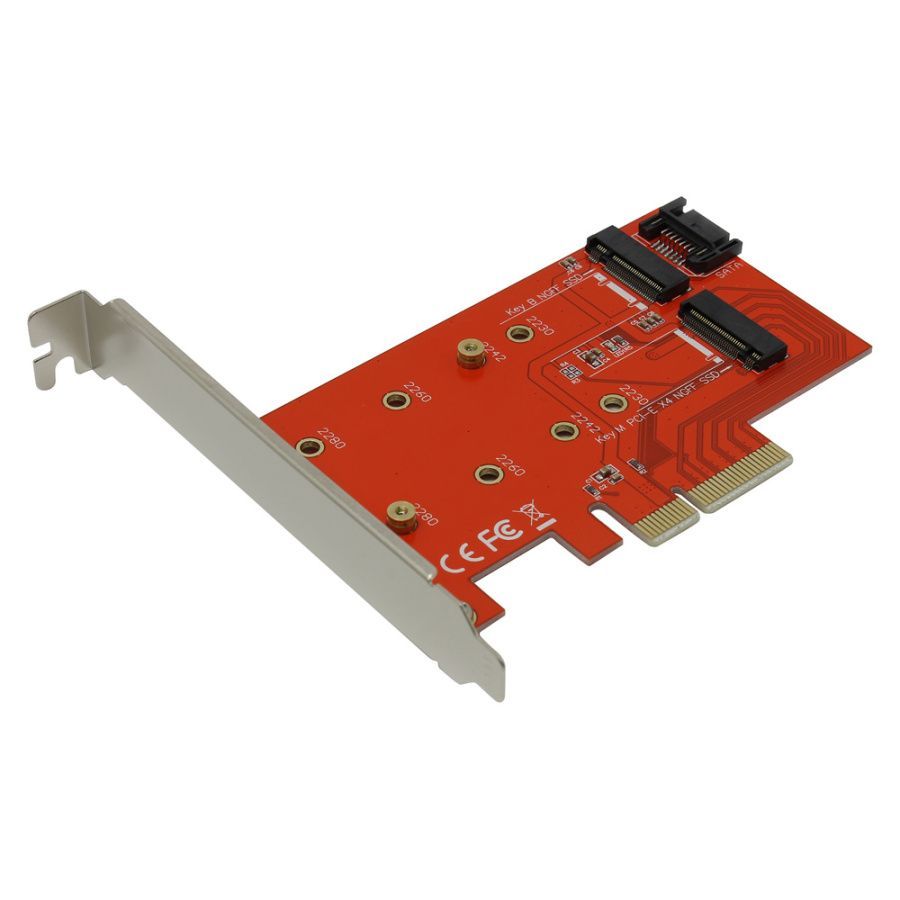 Плата расширения M2 ORIENT C296E (PCI Express 4x, внутренние порты M.2 Key B SATA + M.2 Key M NVMe + SATA600 , поддержка SSD до 80 мм(2280)) [ C296E ]